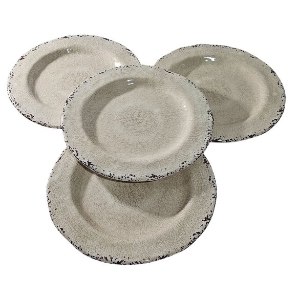 4 Pier 1 Carmelo Melamine Salad Lunch Plates 9" Sand rustic crackle unbreakable - Picture 2 of 10